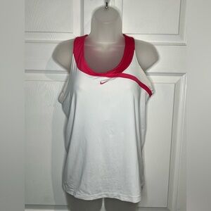 Nike Dri-fit women’s activewear tank - White/Pink - Size Large (12-14)